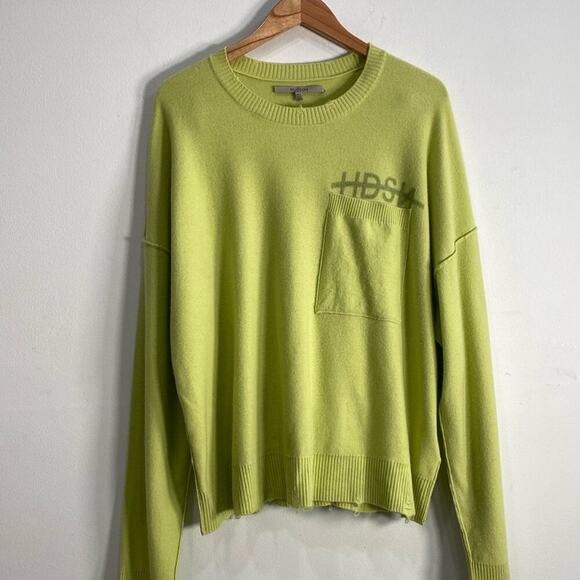 Hudson Crew Neck Sweater Wool Cashmere Lime Collection Women's XXL - Picture 1 of 12